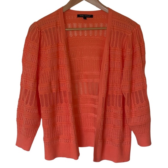 Kathy Ireland Knit Cardigan Orange Size L - Picture 2 of 5